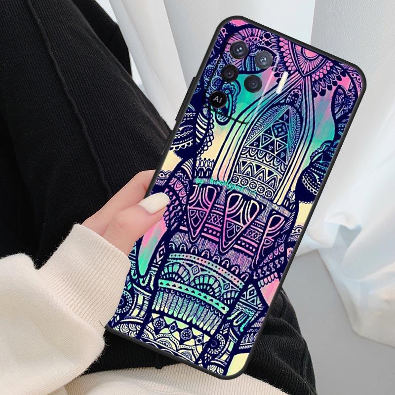 Elephant Floral Tribal Case For Oppo A54 A74 A94 A18 A57 A17 A77 A38 A58 A78 A98 A80 A60 A40 A96 A76 A16 A15 A5 Pro