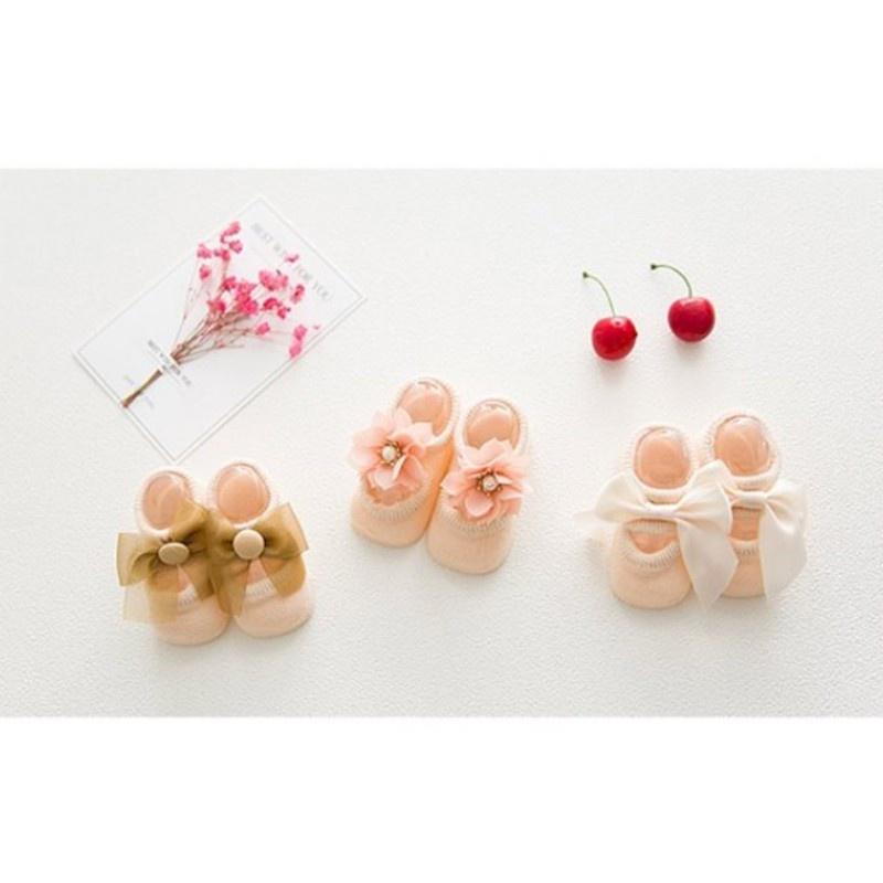 Barn Bebis Spetsrosett Bomull Ihåliga Båtsockor Golv Nyfödd Bebisflickor Strumpor