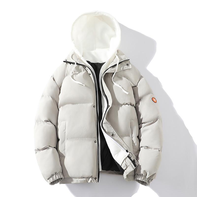 Autumn and winter hooded cotton-padded clothes, couples fashion flow fake two pieces, thickened cotton clothes, warm jackets, students