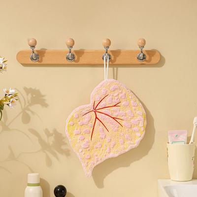 Soft Double-layer Leaf Style Hand Towel Thickened Speed Dry Hanging Hand Cloth Absorbent Handkerchief Rag for Kitchen Bathroom