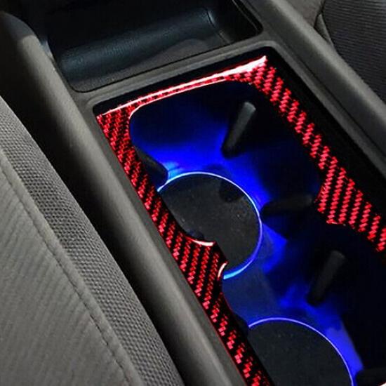 Red Carbon Fiber Water Cup Holder Cover Trim Fit For Honda Civic 8th Gen 06-11