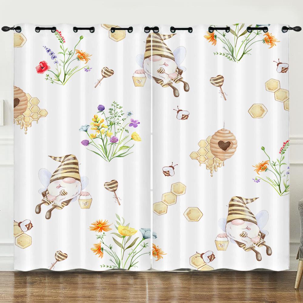 

Штора Honey 3D Цифровая печать Светонепроницаемая штора Перфорированная штора 97cm*114cm*2