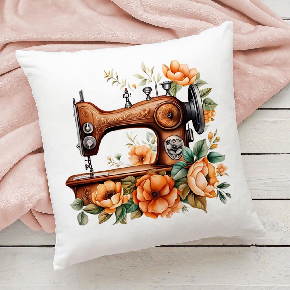 Sewing Machine Flower Print Pillowcase Cushion Cover Home Decorative Pillow Cases Decor Sofa Living Bedroom Throw Pillows Cover