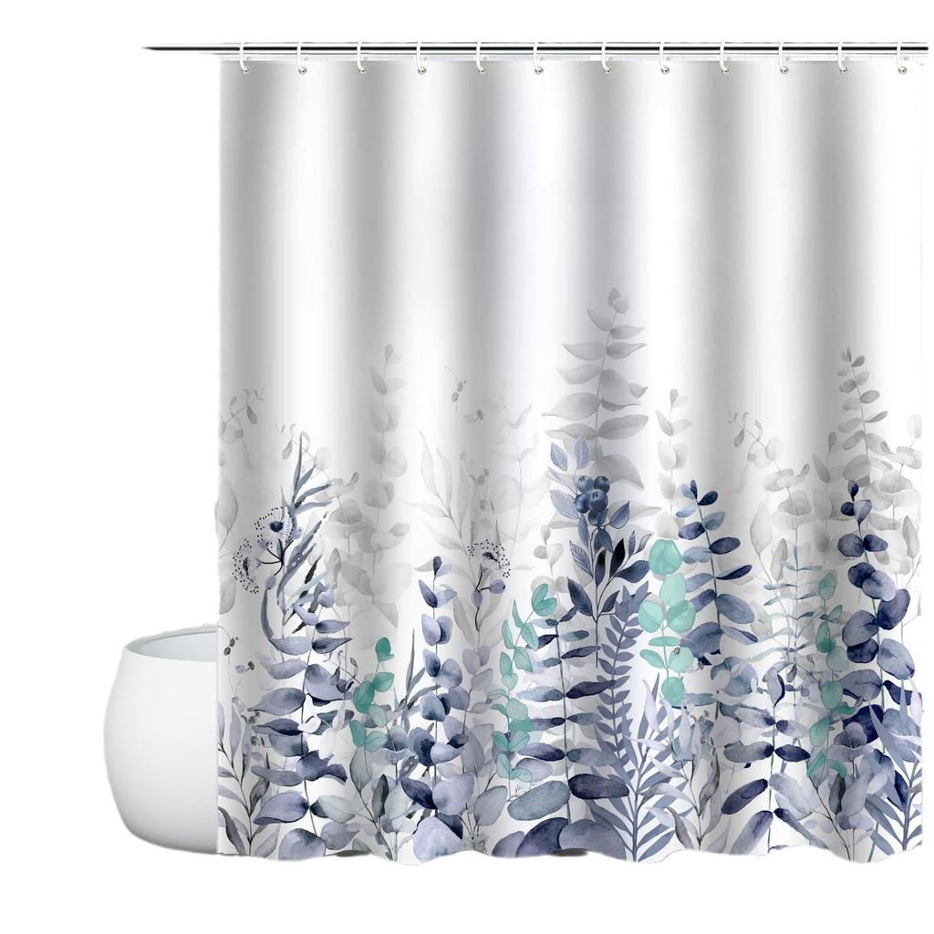 Shower Curtain Waterproof And Mildew-Proof Digital Printing Starfish Shell Shower Curtain Bathroom Partition Curtain Free Punching