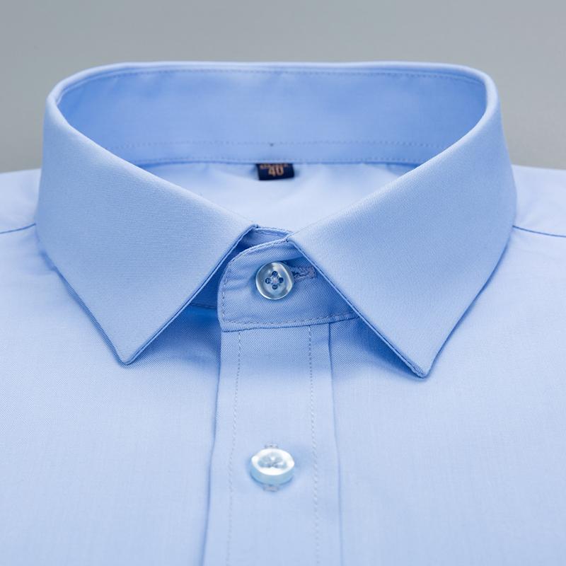 Camicia classica da uomo a maniche lunghe elasticizzata in fibra di bambù basic senza tasche Camicie di facile manutenzione per ufficio da lavoro aziendale