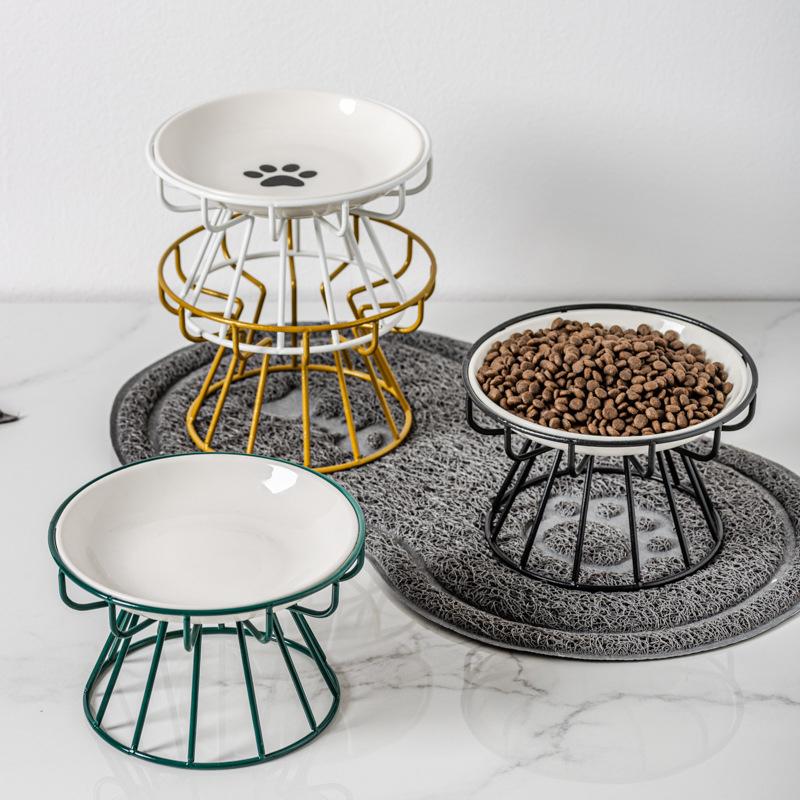 Keramická zvýšená miska pro mazlíčky Jídlo Voda Pamlsky Pro Kočky A Psa Kočičí Stojanová Miska Psí Potřeby Venkovní Krmení Pítka Příslušenství