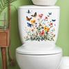 Flower Wall Stickers, Self-adhesive Butterfly Toilet Sticker Peel And Stick, Floral Leaf Decor Art DIY Wall Decals Wallpaper Supplies For Refrigerator