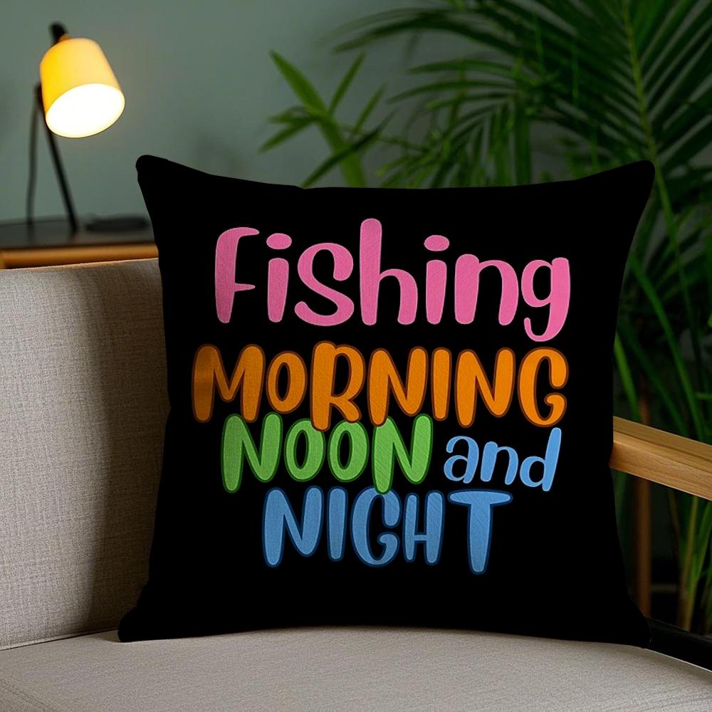 Morning Noon Cushion Cover Plush Fabric Soft Double-Sided Printed Invisible Zipper Sofa Pillow Case Home Decor