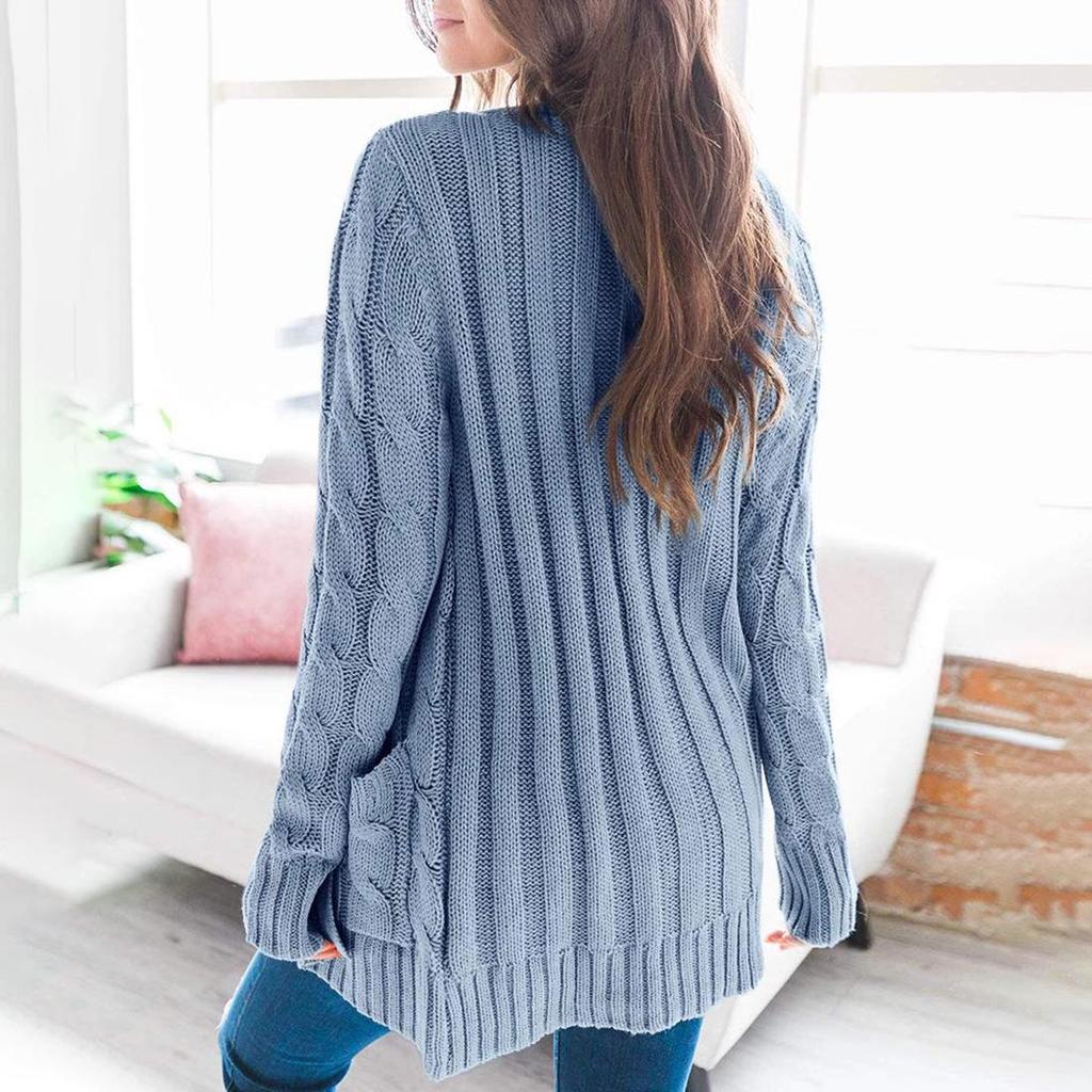 Autumn/Winter V-Neck Cardigan Sweater for Women - Single-Breasted Long Sleeve Knitwear Coat