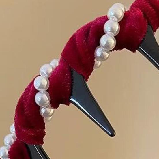 3Pcs Faux Pearl Headband Women Comfortable High Skull Shape Wide Hairband Retro Style Bridal Hair Accessory
