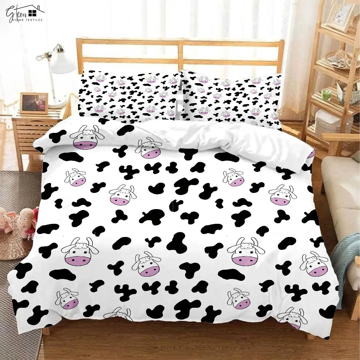 

Леопардовый принт, черно-белый коровий принт, мех животных, 3D-печать, пододеяльник, комплект постельного белья, пододеяльник, наволочка, комплект из трех предметов EU 135x200cm 2PCS