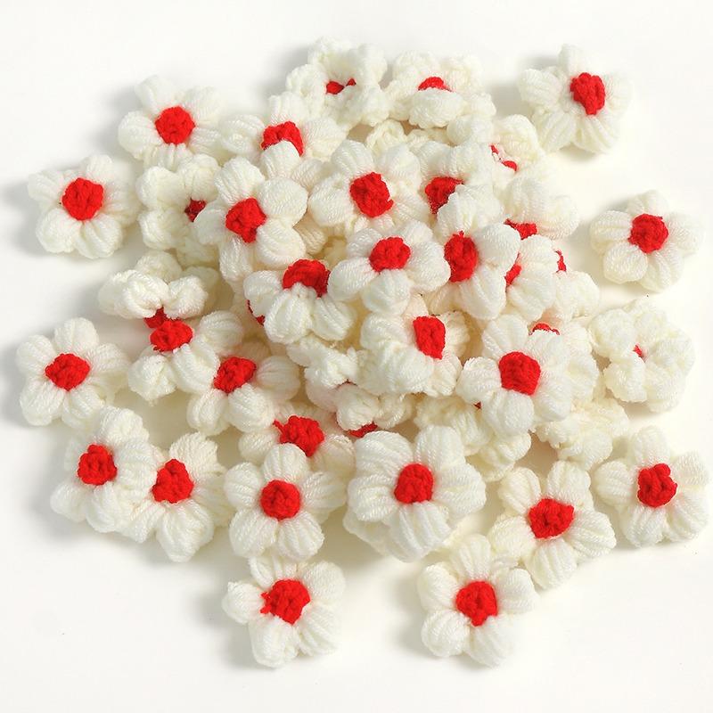10pcs Hand-knitted Flower Applique Sew r For Clothes Shoes Hats Craft Diy Hair Clip Wedding Hats Decorative Accessories