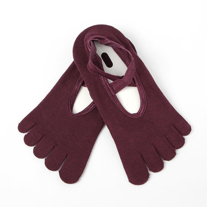 Lina Cross Full Toe Yoga Socks (Purple)