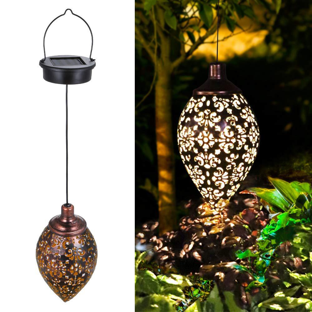 JYL TS/009,Outdoor Hollow Iron Solar Light for Garden Balcony Landscape and Wall Hanging Water Drop Lamp