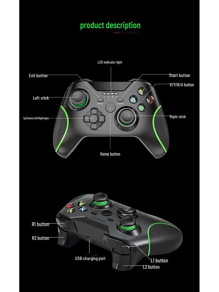 2.4G Wireless Dual Vibration Game Controller for PC/TV - Steam-Compatible Black Myth Wukong Edition