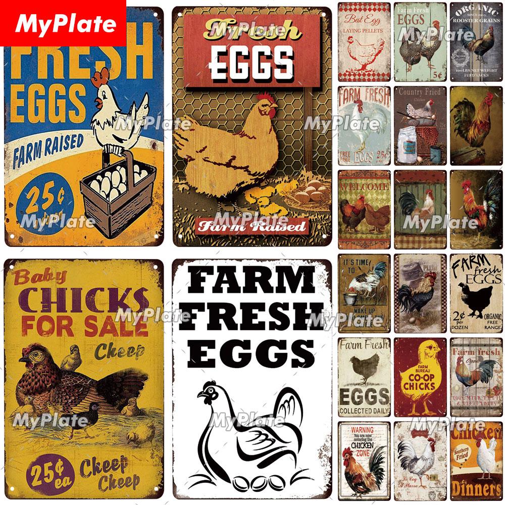 MyPlate Fresh Egg Metal Sign Vintage Plaque Tin Sign Home Decor Bar Sign Coop Ckicks Art Poster Outdoor Decor