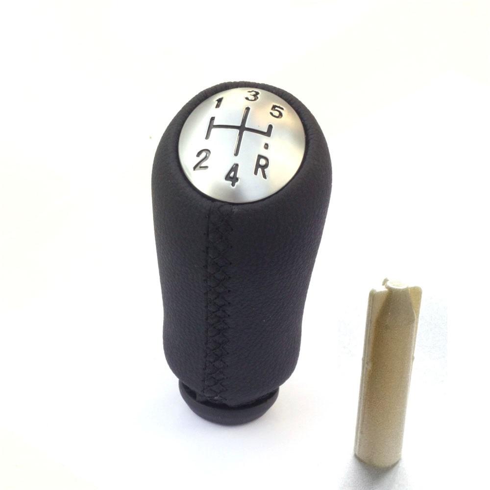 Leather Chrome Car Styling Gear Shift Knob Lever Shifter Pen For Renault Clio 3 Megane 2 Scenic Kangoo 2005 2006 2007 2008 2009