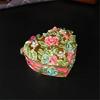 Decorative Zinc Alloy Enamel Flower Jewelry Case French Inspired Handcrafted Storage Box For Rings Necklaces