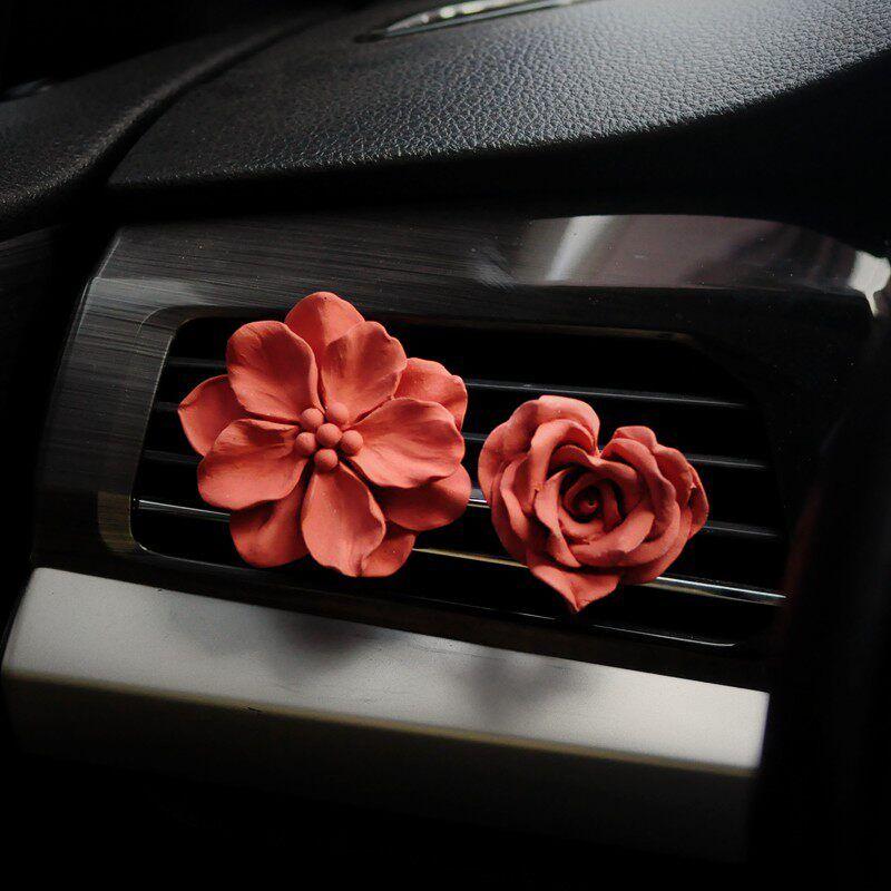 Retro Flower Car Air Outlet Aromatherapy Fancy Niche Style Camellia Car Vent Fragrant Stone Aroma Diffuser