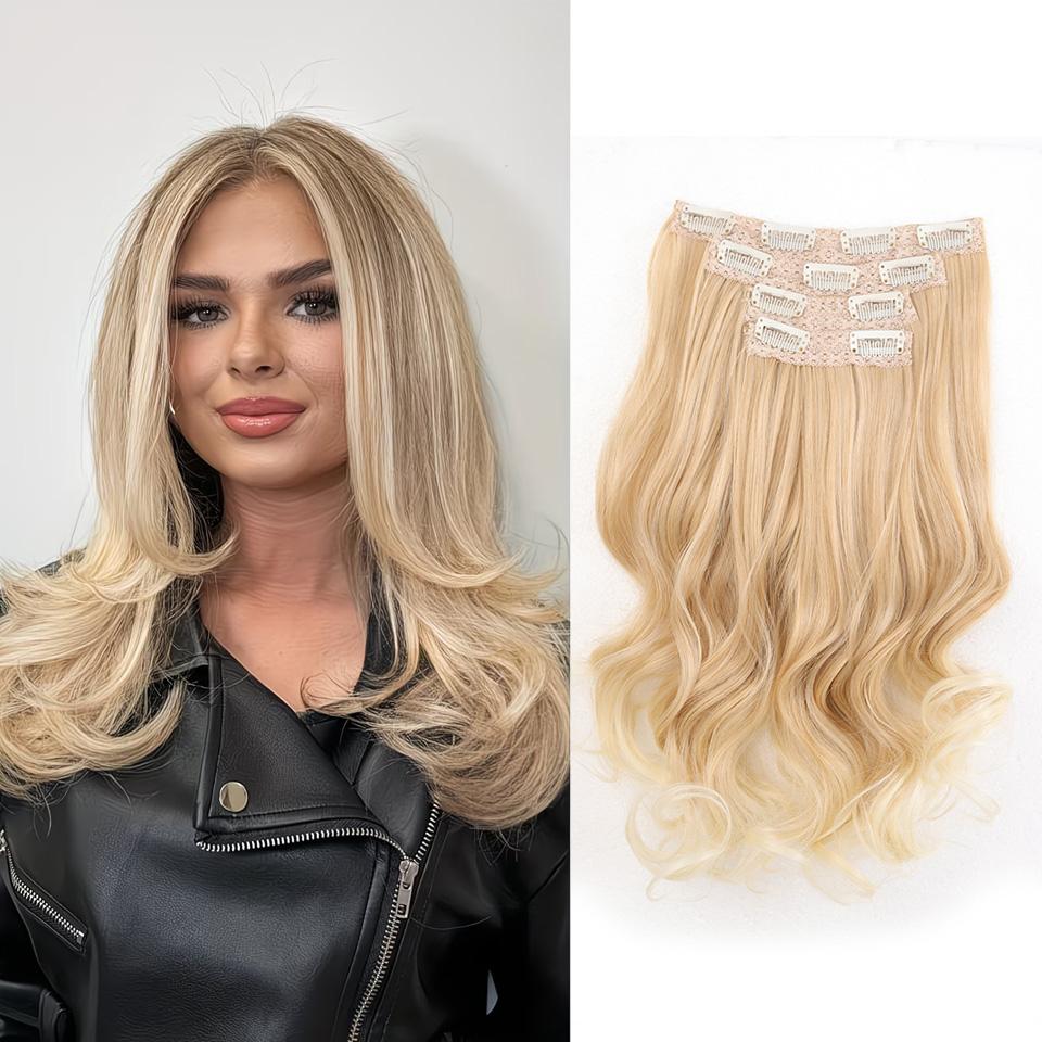 4Pcs Clip In Hair Extensions Invisible Thick Synthetic Hair Clip Extensions for Women Soft and Easy Installation Hair Piece Clip