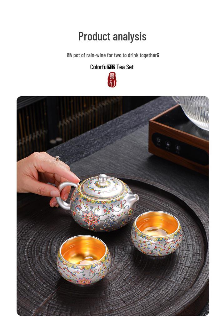 Dunhuang Silver Sterling Gongfu Tea Set - High-End Ceramic Gift