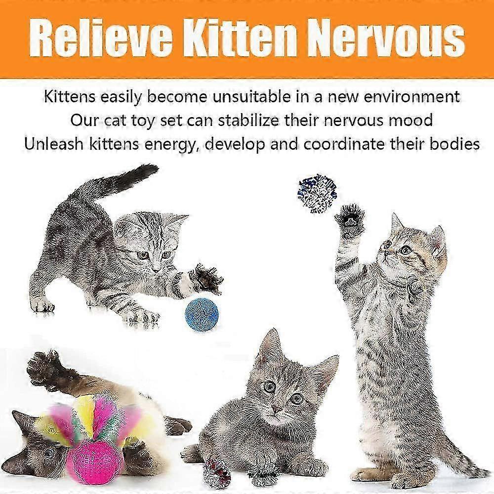 22 delar kattleksaker för innekatter, hopfällbar kattrunnel, interaktiv fjäderpinnleksak, boll leksak för kattungar och katter, flera interaktiva leksaker för katter