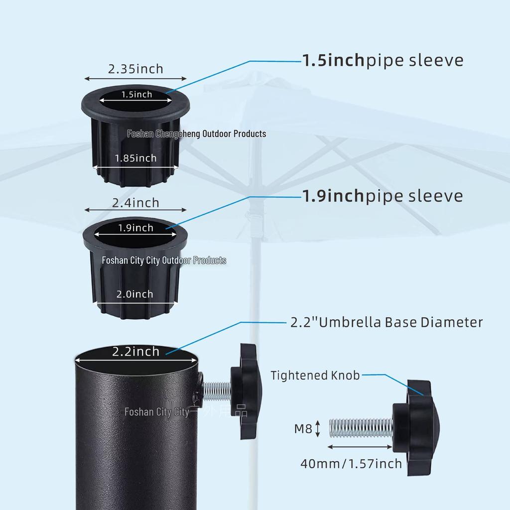 Cement Floor Deck Umbrella Stand Clip Holder - Four-Hole Iron Pipe Base Accessories