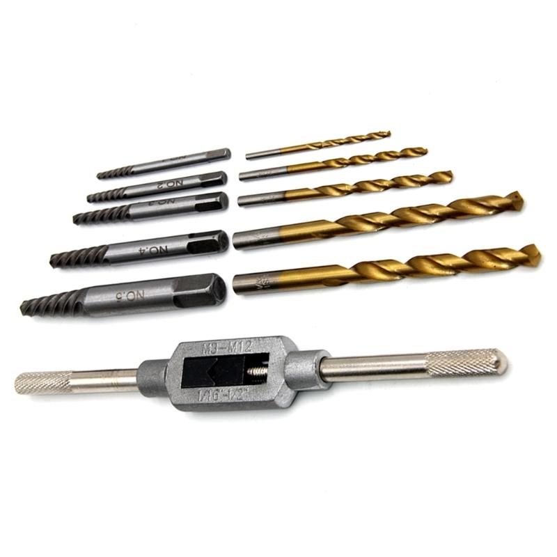 Comprehensive 11Piece Broken Drill Bit Extractor for Easy Extraction of Broken Screws Fasteners  for Various Materials