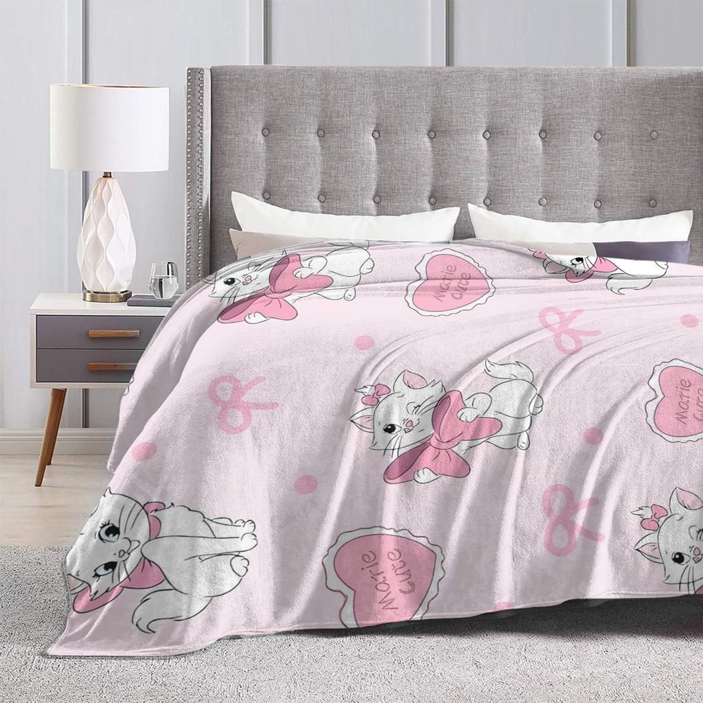 Aristogatos Marie Gato Mantas Tejidas Rosa Lana Manta de Tiro Verano Aire Acondicionado Portátil Suave Cálido Colcha