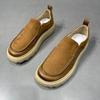 Men's Retro Top Grain Leather Big Head Loafers - Casual British Sports Bean Shoes