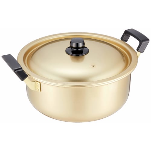 Hokuriku Aluminum 24cm Two-Handled Pot, Gas Stove Only, Lightweight, Pure Oxalic Acid, Flavorful, Made in Japan