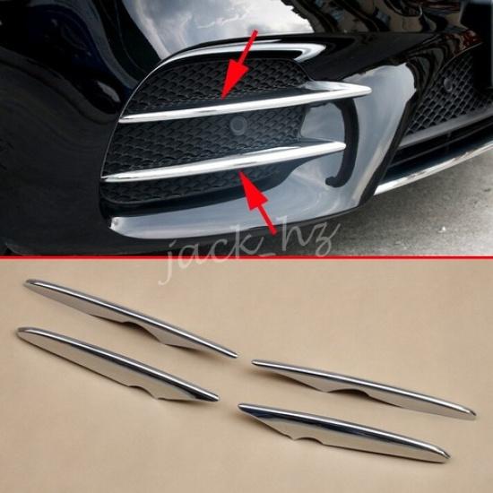 Chrome Front Bumper Grill Cover Fog Light Trims For 2016- Mercedes GLC
