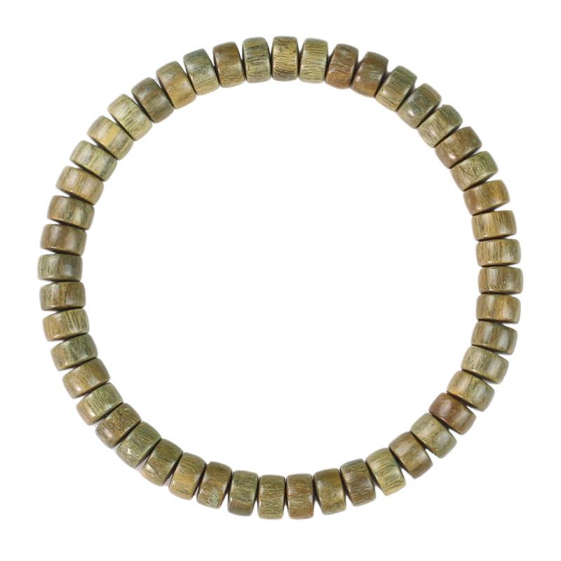 Grünes Sandelholz Pillenperlen Armband: 4*7MM Holz-Schnur für Männer & Frauen