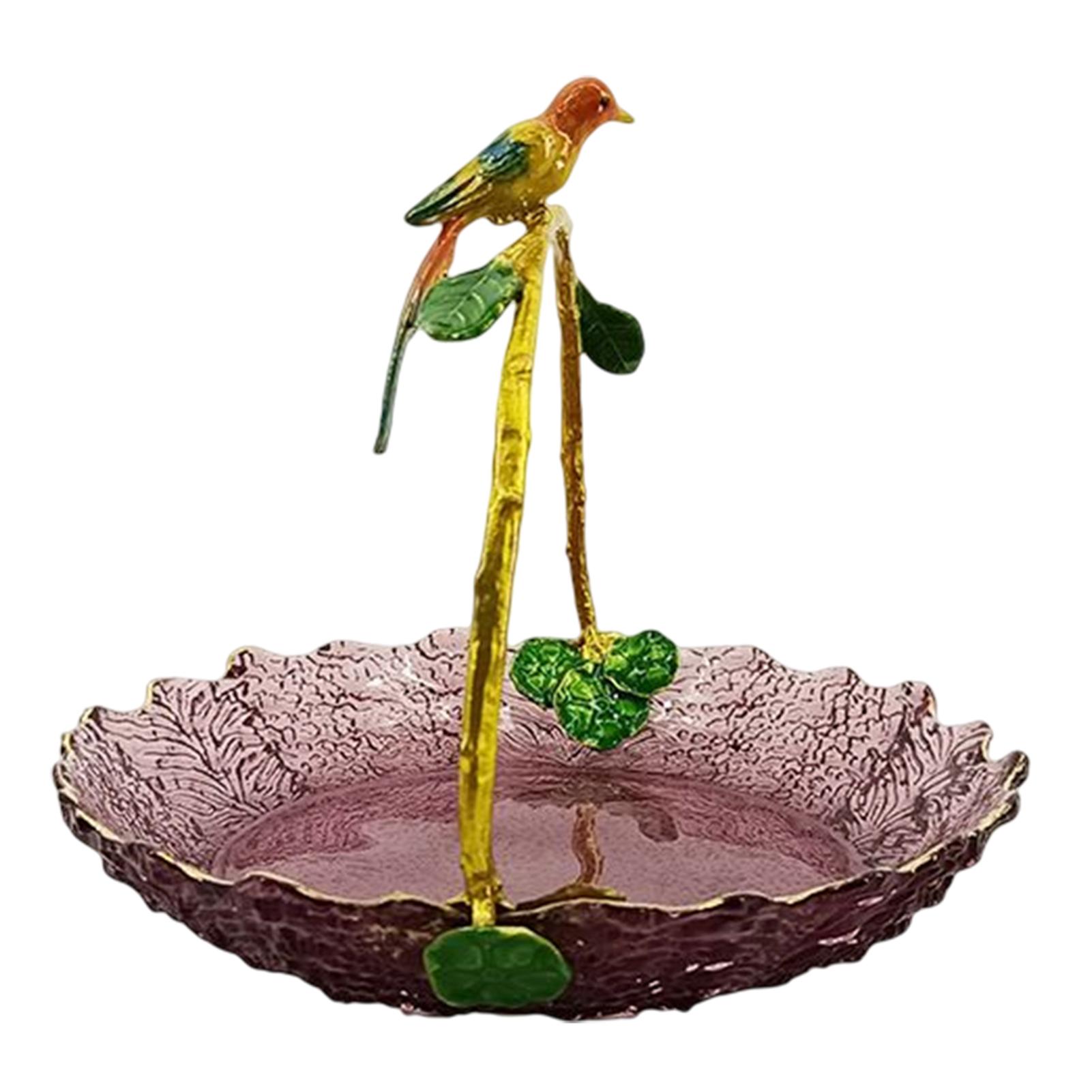 

Cute Birds Handle Fruit Basket Colored Glass Snack Tray For Wedding Party