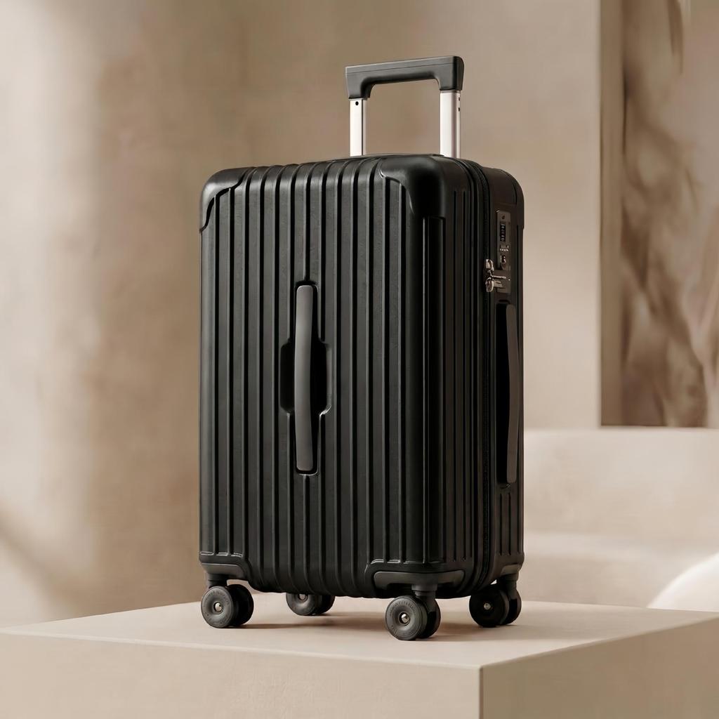 20" Multifunctional PC Suitcase with Front Opening, Universal Wheels, Anti-Theft Lock, and Anti-Fall Design for Leisure Travel.