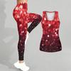 Completo Yoga Stampato a Forma di Cuore per Donna Moda Leggings da Allenamento Fitness Sportivo Set Yoga Casual Tuta Sportiva Esclusiva per San Valentino