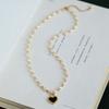 Romantic Black Love Heart Natural Freshwater Pearl 14K Gold Filled Female Necklace  For Women Wedding Gifts No Fade