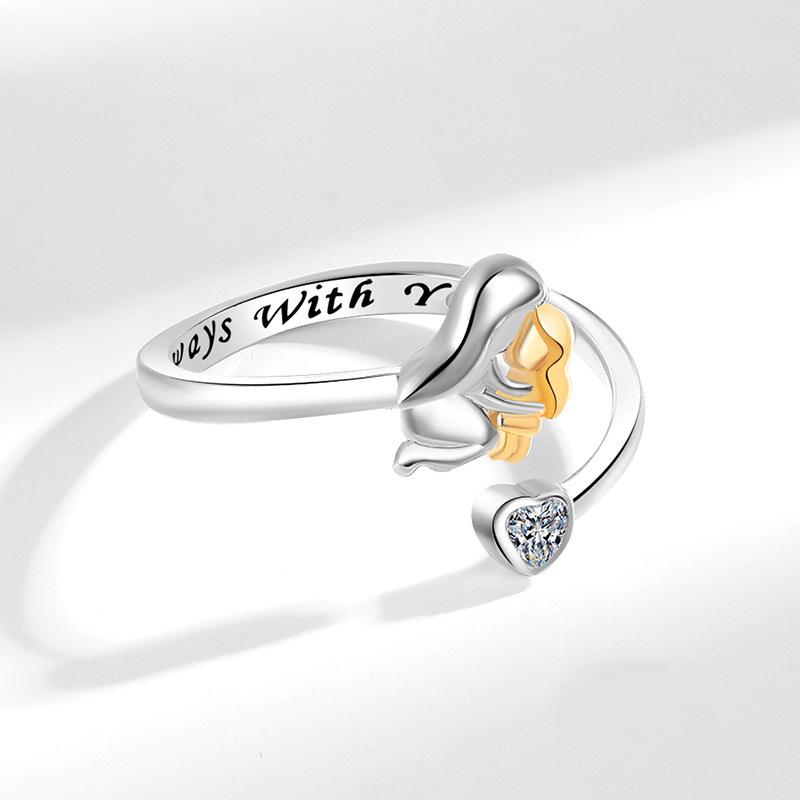 New Fashion Mother-Daughter Hugging Open Ring - Engraved Heart Jewelry for Mother's Day