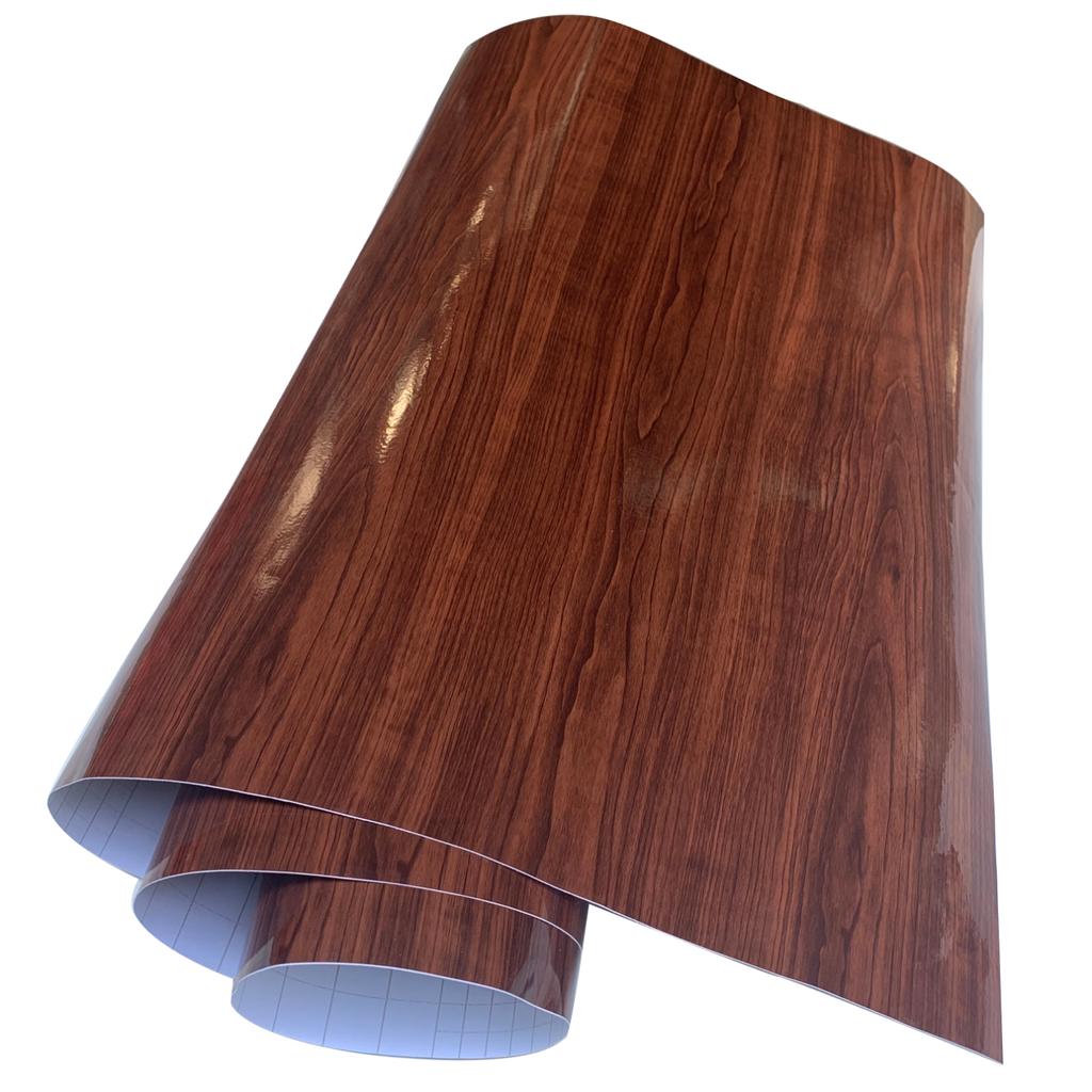 Pvc Self-adhesive Glossy Wood Grain Textured Vinyl Car Vehicle Wrap Sheet Film Sticker Roll Car Home Interior Decors Sticker
