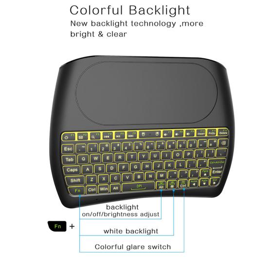 D8 Mini Colorful Backlight Wireless Keyboard Air Mouse Touchpad for Smart TV