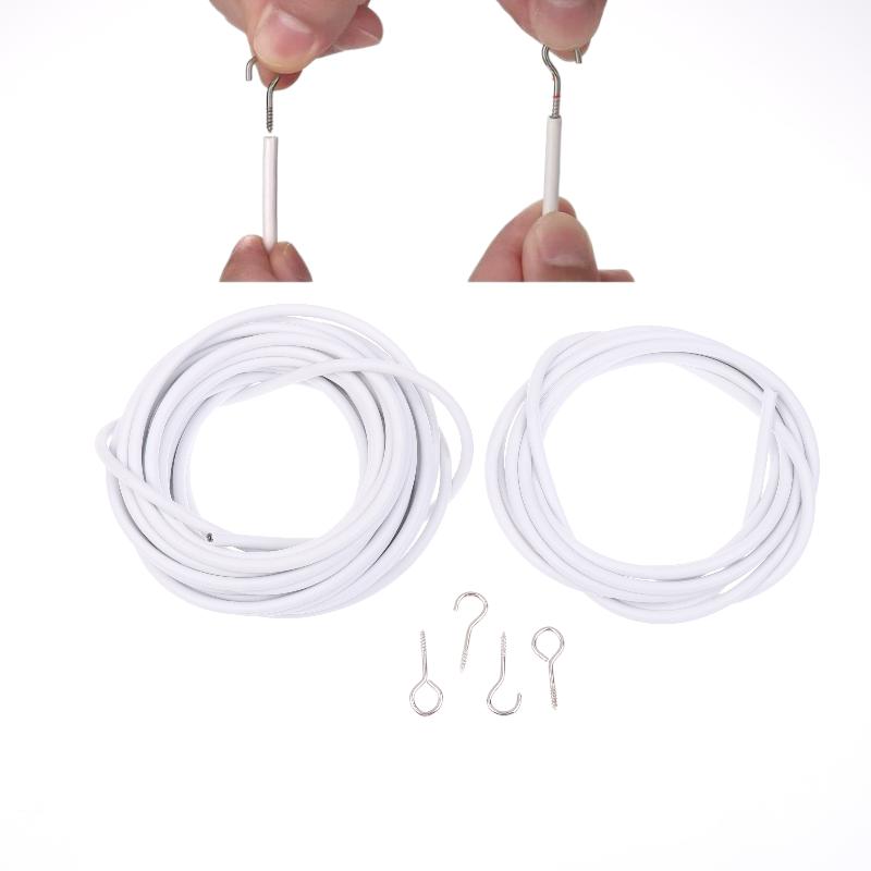 1 Sett Hvit PVC Stål Gardinskinne Tråd 2/3/5/6 Meter Gardin Fjærtau Med Kroker Øyer Veggopphengslinje