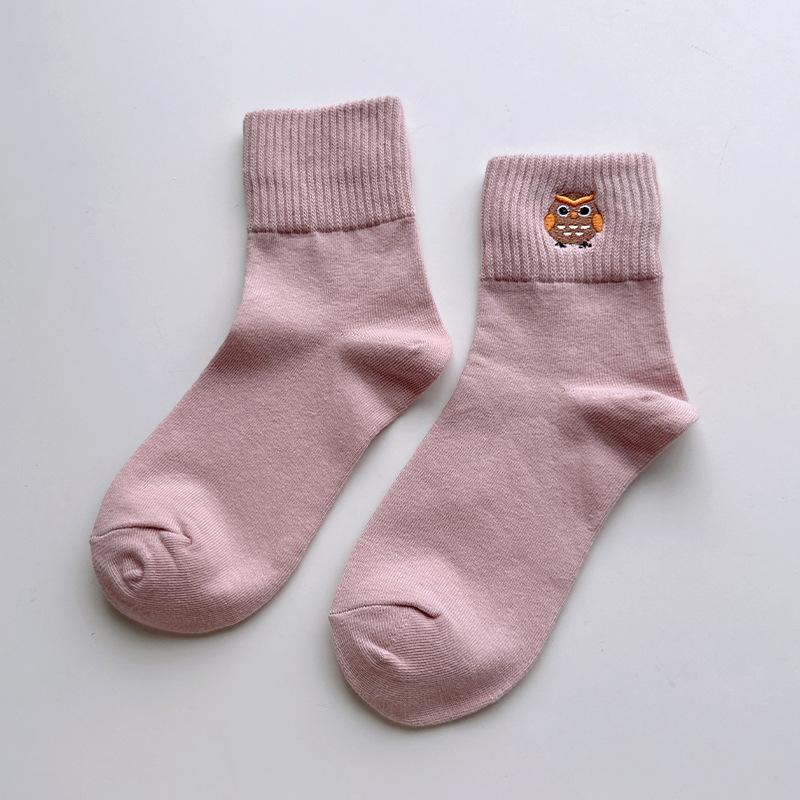 

Cartoon Socks - Women s Summer and Spring Mid-length Cotton Socks with Sweat-absorbing and Odor-preventing Properties, Featuring Cute Embroidery. 1 pair
