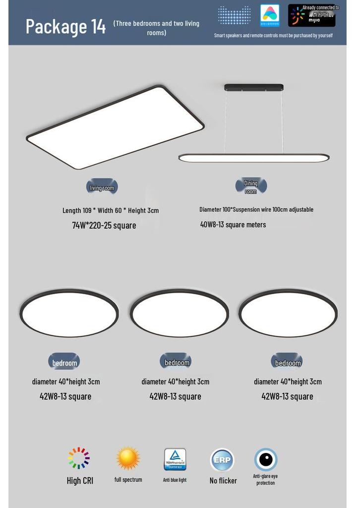 Smart Minimalist Ceiling Light with Full Spectrum Eye Protection for Living Rooms