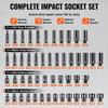 Impact Sockets Set 55pcs 6-Point 1/4" Drive Bit Ratchet Tool Kit Case