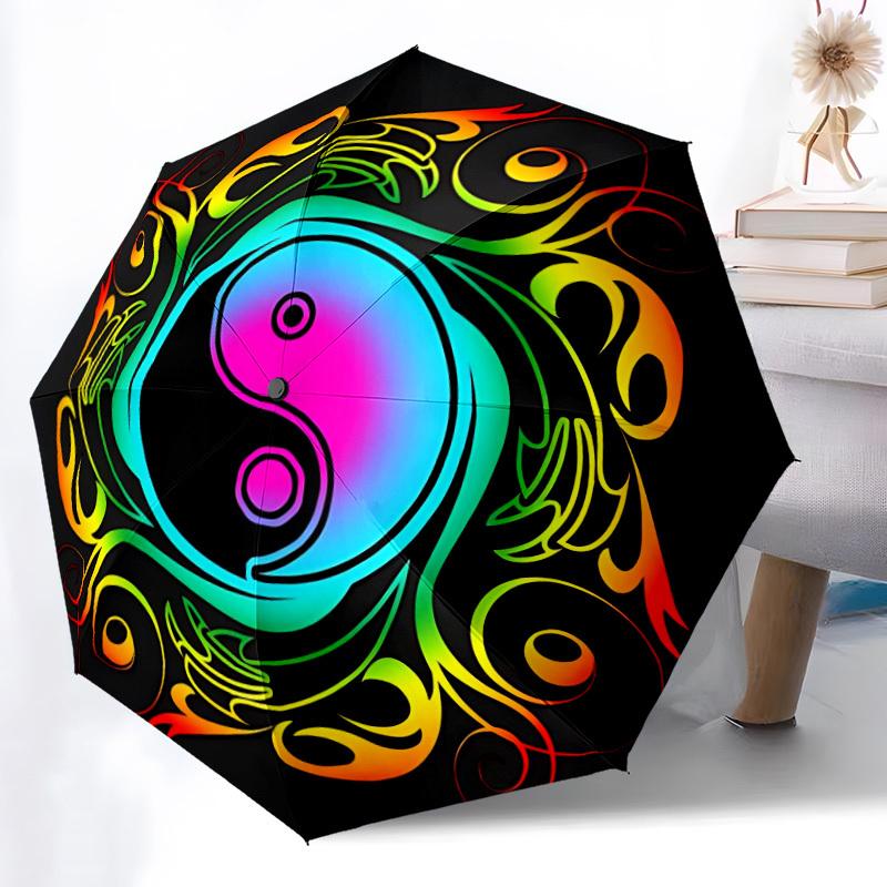 1pc YinYang Symbol Automatic Folding Umbrella - Portable Collapsible 8-Rib Umbrella for All Seasons yy251119165