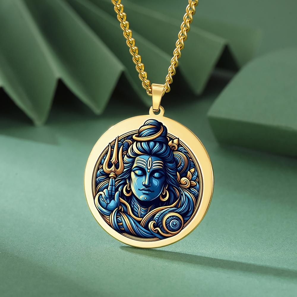 Dawapara Lord Shiva Trident Necklace Hindu God Hinduism Protection Spiritual Amulet Stainless Steel Jewelry Yoga Gift