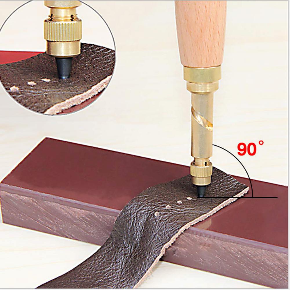 6pc/set Automatic Belts Punch Replaceable Mute Rotary Punching Punchers Leather Punch Watch Craft Tool Hole Punch Screw Drill Tip Die