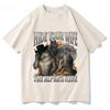 Moda Hip Hop Casual Cotone Manica Corta Nascondi Tua Moglie L'Alpha È Qui Divertente Lupo Mannaro Meme Stampa Grafica Magliette Unisex