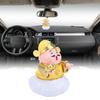 Cai Shen Statue Solar Powerd God of Wealth Fortune Sculpture with Swinging   for Business Home Car Ornament Present