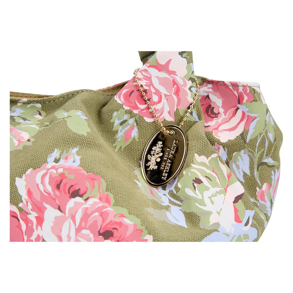 Laura Ashley Tote Bag, Cute and Stylish for Women, Floral Rose and Botanical Print, Elegant Green
